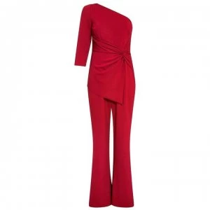 Image of Adrianna Papell Adrianna Ruched Jumpsuit Womens - DARK CHERRY