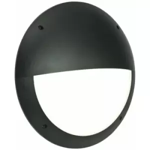 Image of Loops - IP65 Outdoor Round Wall Ceiling Lamp Matt Black Eyelid Bulkhead 12W Daylight led