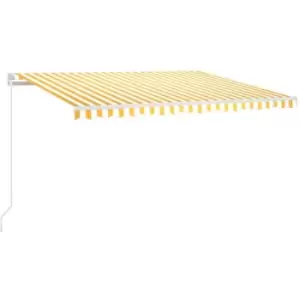 Image of Vidaxl - Manual Retractable Awning 450x300cm Yellow and White Yellow