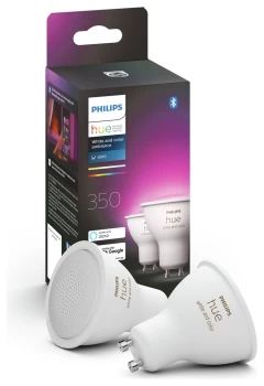 Image of Philips Hue GU10 Colour Smart Bulb With Bluetooth - 2 Pack