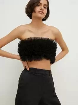 Image of Oasis Frill Mesh Bandeau Top - Black, Size L, Women