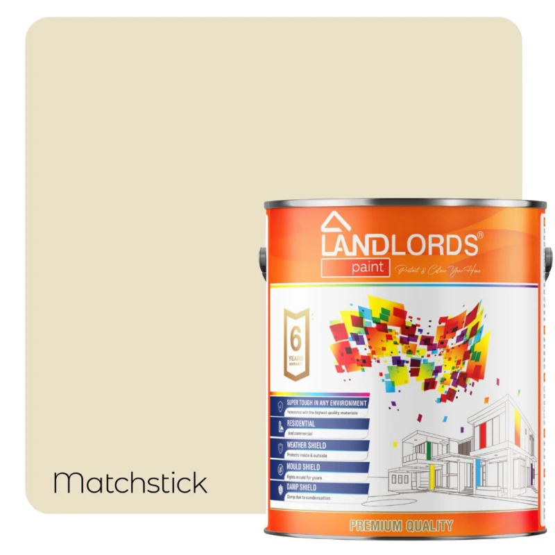 Image of Landlords Paint - Anti-Damp Paint - Damp Proof Protection For Interior Walls & Ceilings - Matchstick - 5L