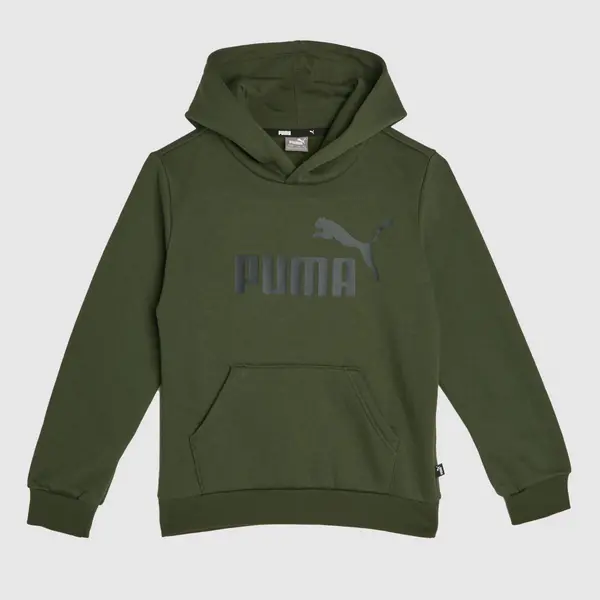 Image of PUMA kids big logo hoodie in khaki Khaki UK 9-10Y
