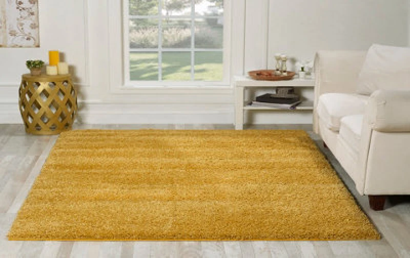 Image of Smart Living Smart Living Modern Soft Thick Pile Shaggy Area Rug in Gold Size: 80cm x 150cm Gold 80cm x 150cm Unisex 8680318938626