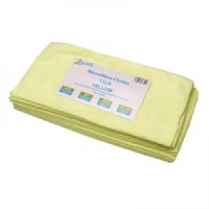 Image of 2Work Yellow 400x400mm Microfibre Cloth Pack of 10 101161YL