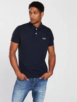Image of Superdry Classic Pique Polo Shirt - Eclipse Navy, Eclipse Navy, Size 3XL, Men