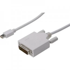 Image of Digitus DisplayPort / DVI Cable 2m screwable White [1x Mini DisplayPort plug - 1x DVI plug 25-pin]