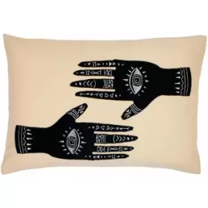 Image of Furn Ashram Hands Cushion Cover (One Size) (Blush/Black) - Blush/Black
