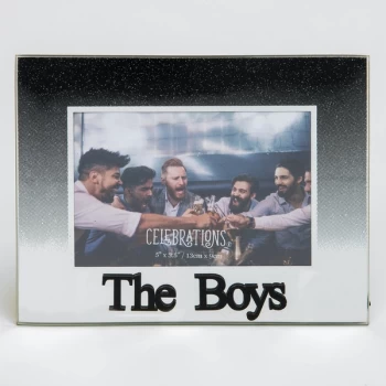 Image of 5" x 3.5" Black Glitter Glass Frame - The Boys