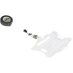 Image of Durable Security Pass Badge Holder with Badge Reel Transparent 87 x 54mm 801119 10 Pieces