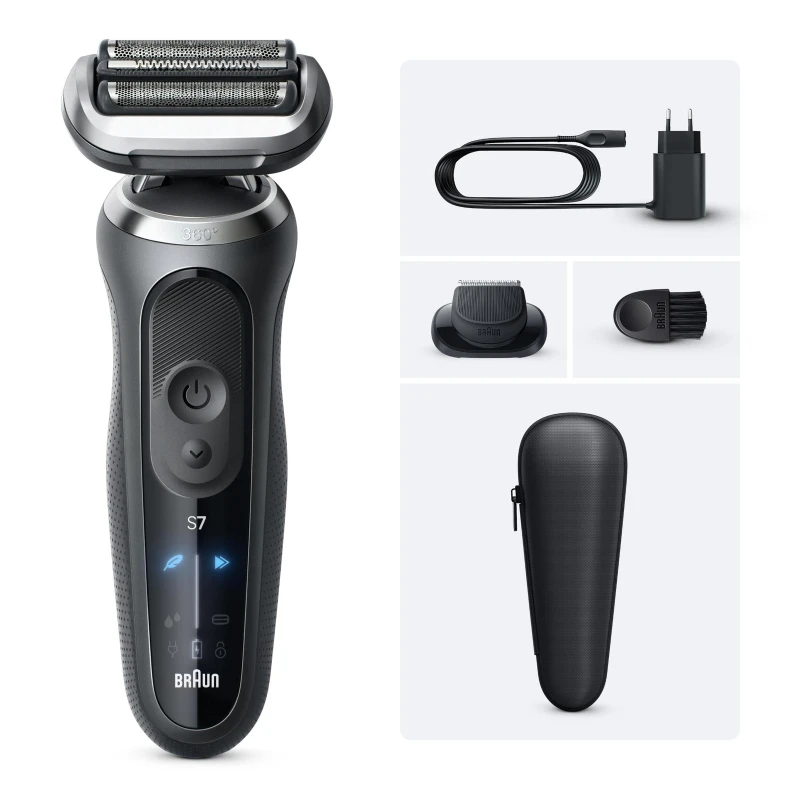 Image of BRAUN Series 7 72-G1200S Wet & Dry Foil Shaver - Grey, Black 8700216644006