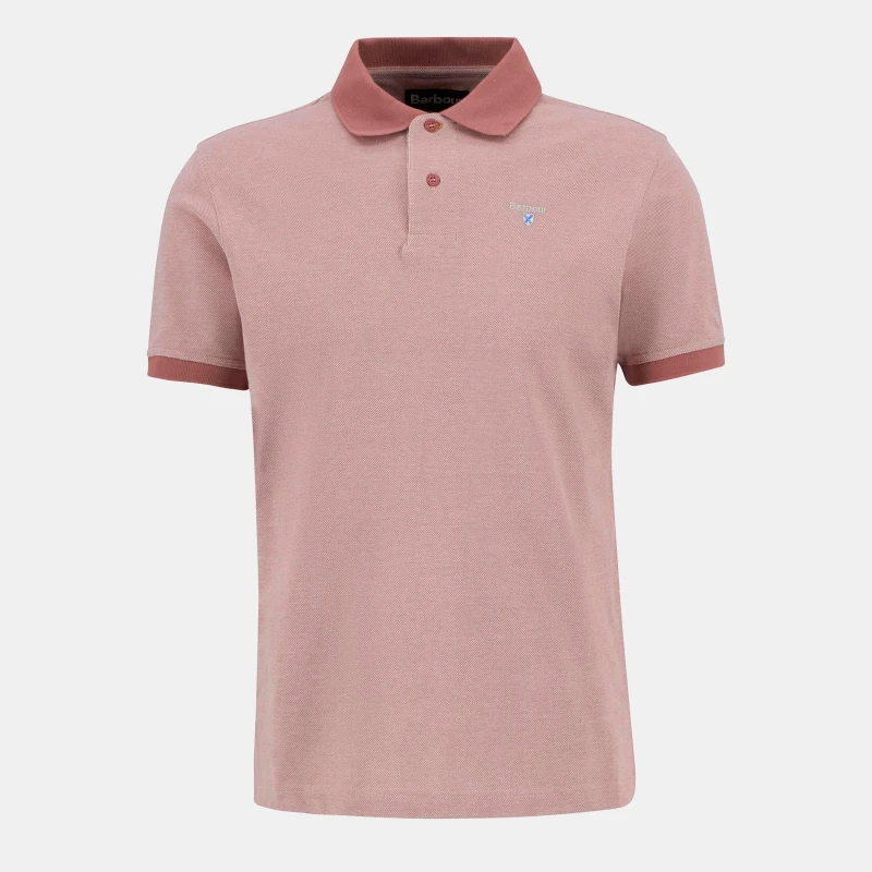 Image of Barbour Mens Sports Polo Mix Shirt Earth Pink male S