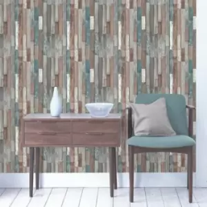 Image of Fine Decor Multicolour Wood Wallpaper