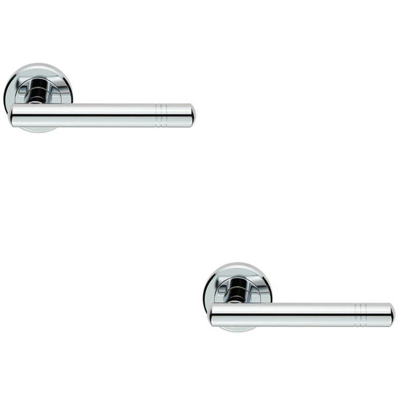 Image of Loops 2x PAIR Round T Bar Handle with Ringed Design Concealed Fix Polished Chrome Multi