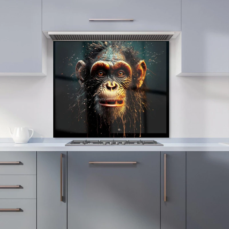 Image of Warren Reed - Designer Splashart Monkey Face Kitchen Splashback in Black Size: 600mm x 750mm Black Unisex 600mm x 750mm