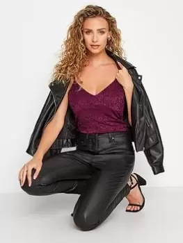 Image of Long Tall Sally Lace Bodysuit - Dark Red, Red, Size 16, Women