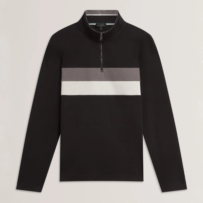 Image of Ted Baker Mens 1/4 Zip Fleece Black male XS (1)