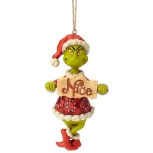 Image of Grinch Naughty or Nice Sign Hanging Ornament