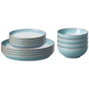 Image of Denby Azure Haze 12 Piece Coupe Tableware Set