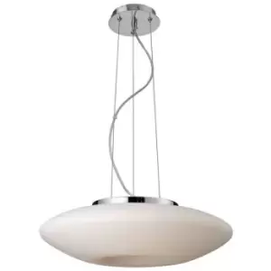 Image of Italux Lighting - Italux Graham - Modern Hanging Pendant Chrome 2 Light with Milk Shade, E27