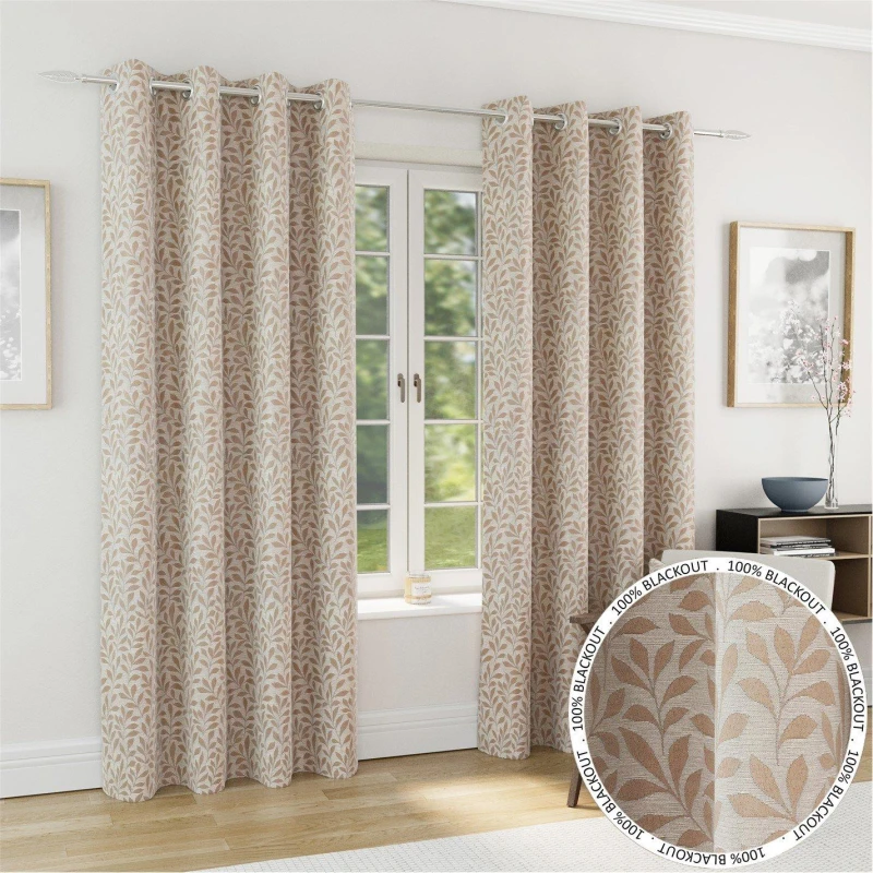 Image of Sherwood Thermal Jacquard Ready Made Eyelet Blackout Curtains Natural