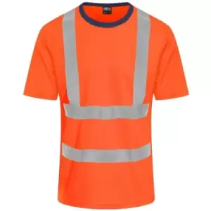 Image of PRO RTX High Visibility Mens T-Shirt (M) (Orange/Navy) - Orange/Navy
