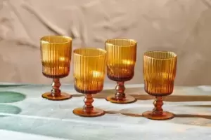 Image of Nkuku Fali Wine Glass Set Of 4 Glassware Orange 15 x 7.5cm (Diameter)