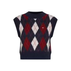 Image of Tommy Jeans Crop Argyle Vest - Blue