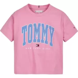 Image of Tommy Hilfiger Girl's Varsity Cropped T Shirt - Pink