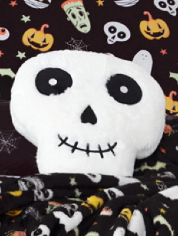 Image of Smart Living Smart Living Halloween Ghost & Magical Cat Fleece Cushions - Spooky Decor Pillows in White White One Size Unisex 5056557572427