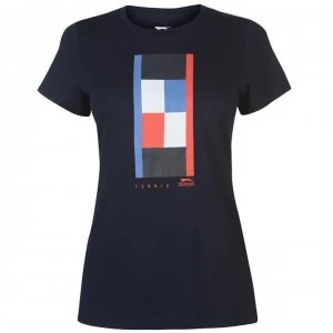 Image of Slazenger Graphic T Shirt Ladies - Navy
