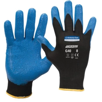 Image of 40227 G40 Palm-side Coated Blue/Black Gloves - Size 9