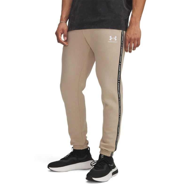 Image of Under Armour Mens Icon Taping Closed Hem Fleece Joggers City Khaki male S