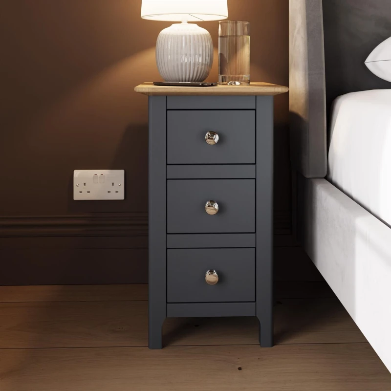 Image of FWStyle FWStyle Ready Assembled 3 Drawer Chest Of Drawers Graphite Blue Oak Top Blue One Size Unisex 5056413126979