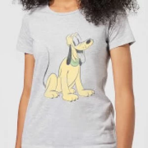 Image of Disney Mickey Mouse Pluto Sitting Womens T-Shirt - Grey - L