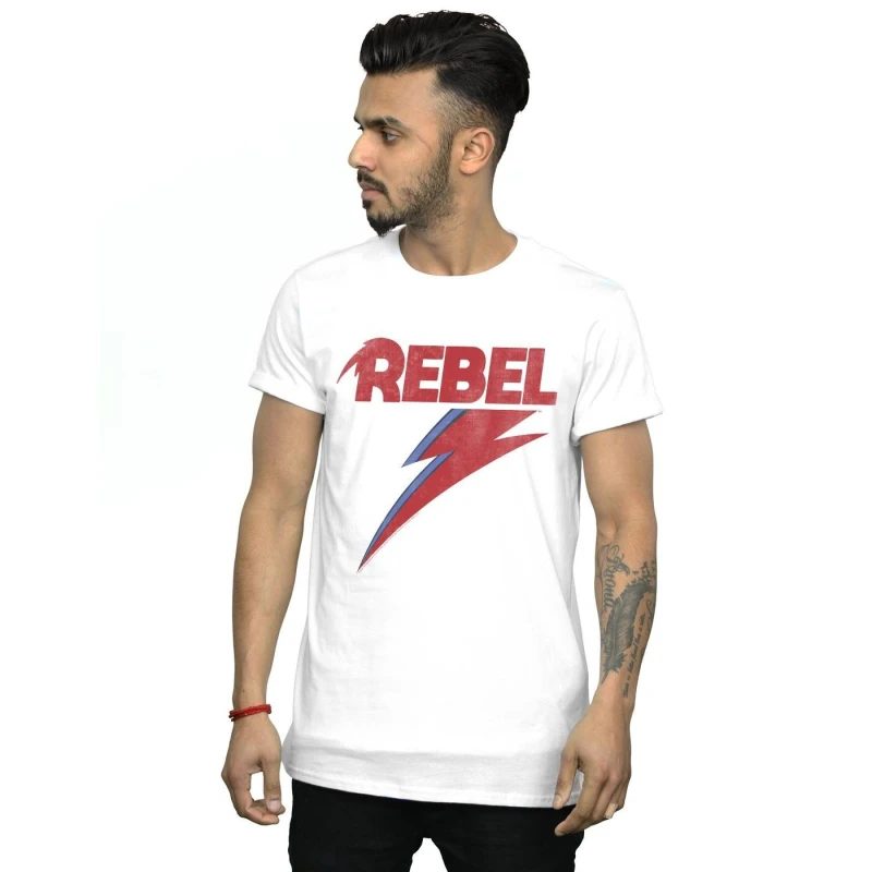 Image of David Bowie David Bowie Men Distressed Rebel T-Shirt in White Size: Small White S Male 5059568246172