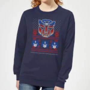 Image of Autobots Classic Ugly Knit Womens Christmas Sweatshirt - Navy - M