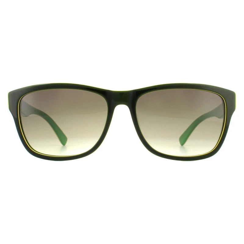 Image of Lacoste Rectangle Black Green Grey Sunglasses Black