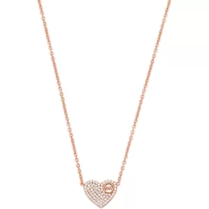 Image of Michael Kors 14k Rose Gold-Plated Sterling Silver Pave Heart Necklace