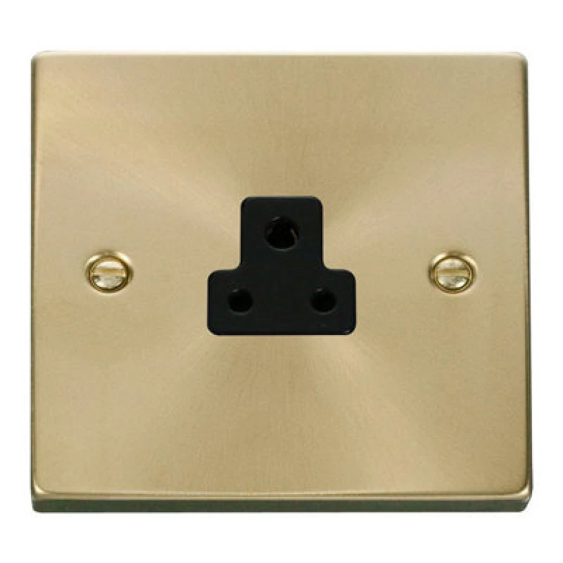 Image of SE Home Satin / Brushed Brass 1 Gang 2A Round Pin Socket Gold