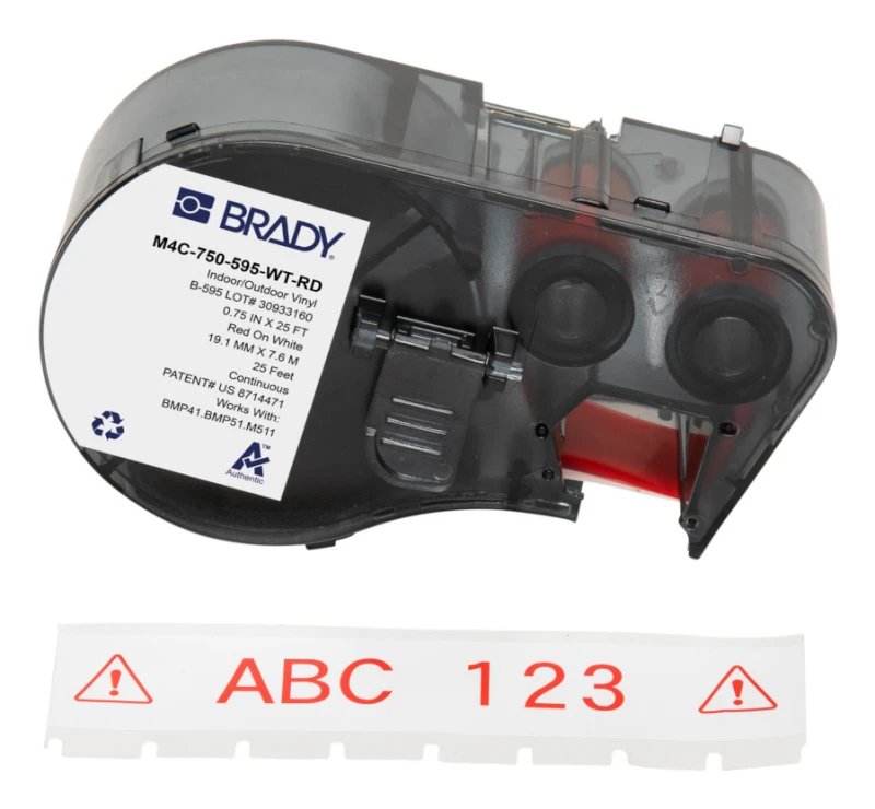 Image of Brady M4C-750-595-WT-RD printer label Red. White Self-adhesive printer