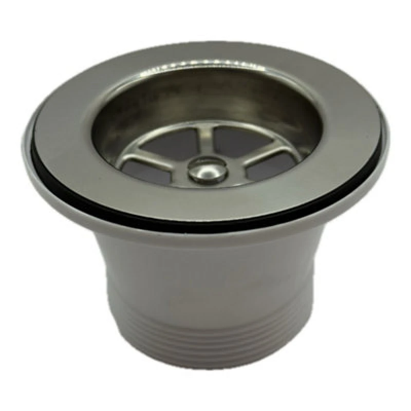 Image of McAlpine BSW21P Centre Pin Sink Waste: 85mm Stainless Steel Flange with Plug Silver