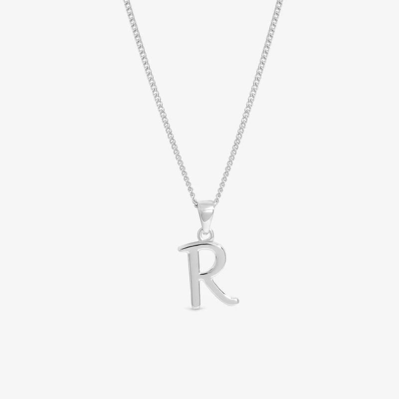 Image of Simply Silver Womens Sterling Silver 925 Initial Pendant - R Silver Female One Size