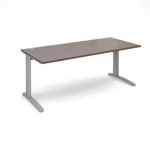 Image of TR10 straight desk 1800mm x 800mm - silver frame and walnut top