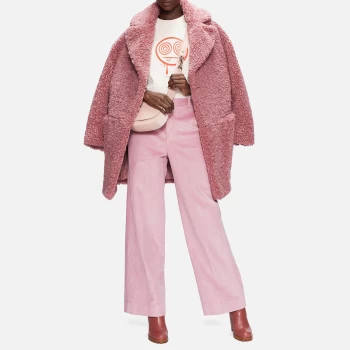 Image of Ted Baker Womens Benitot Straight Wide Leg Corduroy Trousers - Pink - UK 8