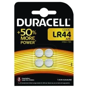Image of Duracell LR44 Alkaline Button Batteries Pack of 4 A764