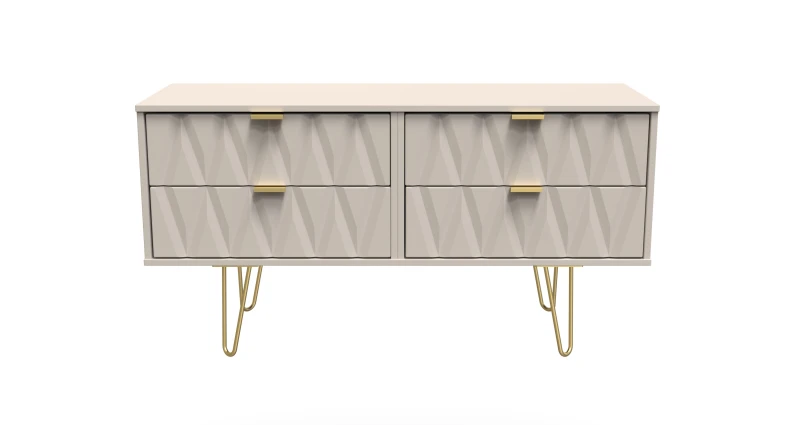 Image of Pesaro Ready Assembled Matt Cashmere 4 Drawer Chest (H)570mm (W)1145mm (D)395mm