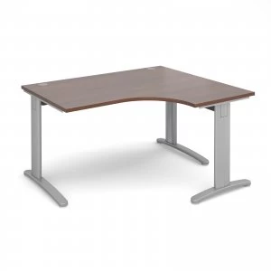 Image of TR10 Deluxe Right Hand Ergonomic Desk 1400mm - Silver Frame Walnut to