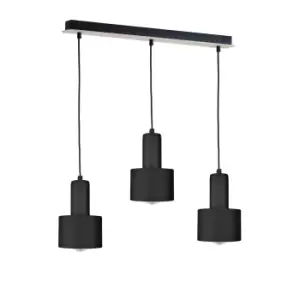 Image of Luce Bar Pendant Ceiling Light Black, Wood, 60cm, 3x E27