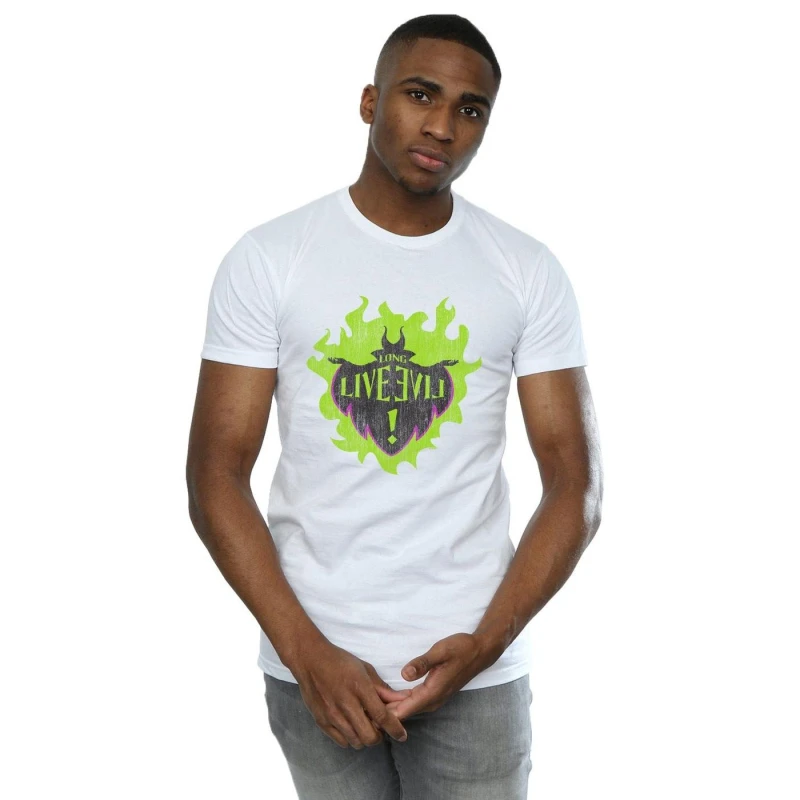 Image of Disney Men The Descendants Maleficent Long Live T-Shirt in White Size: Small White S Male 5057972011881